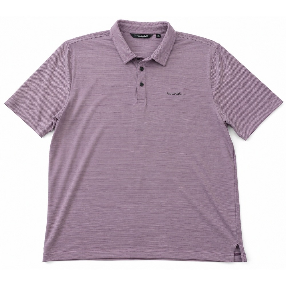 TravisMathew Polo Shirt Purple XXL Micro Stripe Golf‎ Performance Mens Top